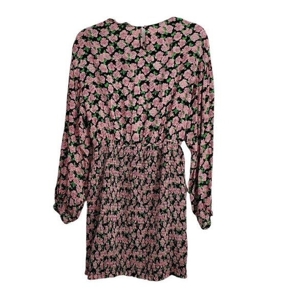 Zara Womens Mini Dress Large Floral Print Smocked Bottom Bloggers Favorite - Picture 6 of 12